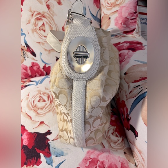 COACH Large Signature Logo Canvas and Leather Hobo Bag - Picture 2 of 14